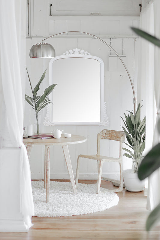 Boho White Wood Mirror