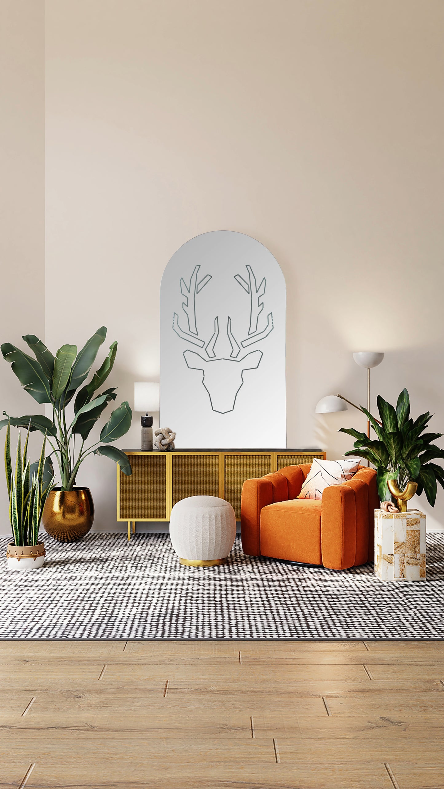 Deer on the mirror - Illuminating Mirror (led light not included), Christmas Mirror Decoration, Christmas Decoration